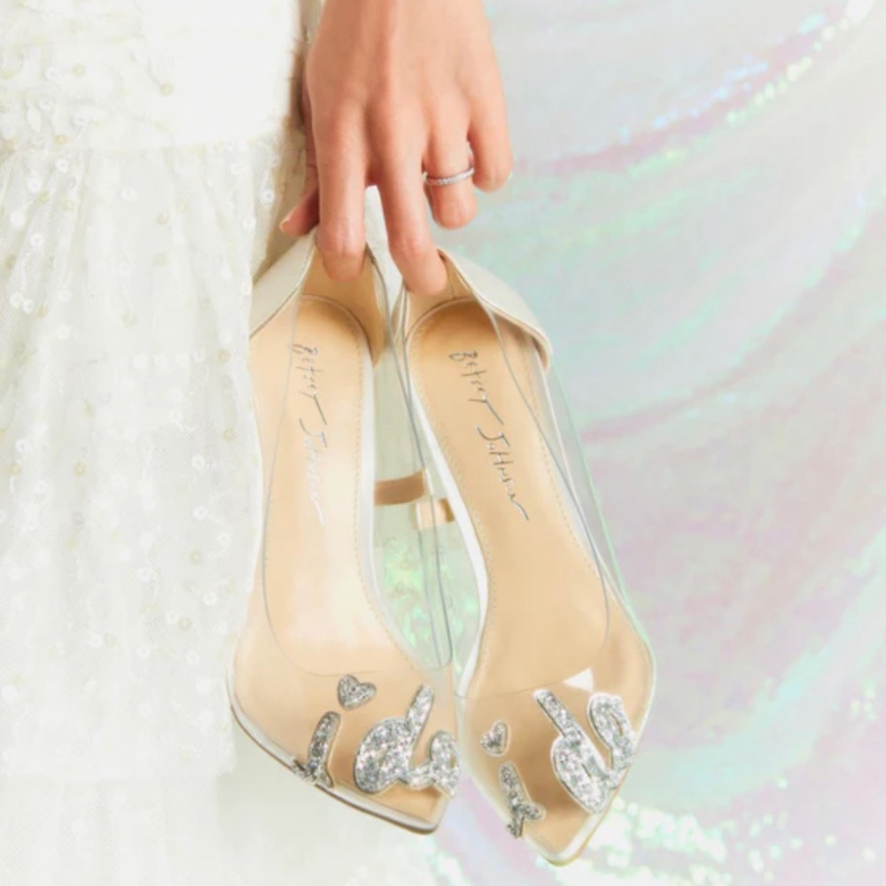Never worn Betsey Johnson “I Do” heels